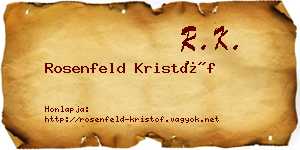 Rosenfeld Kristóf névjegykártya